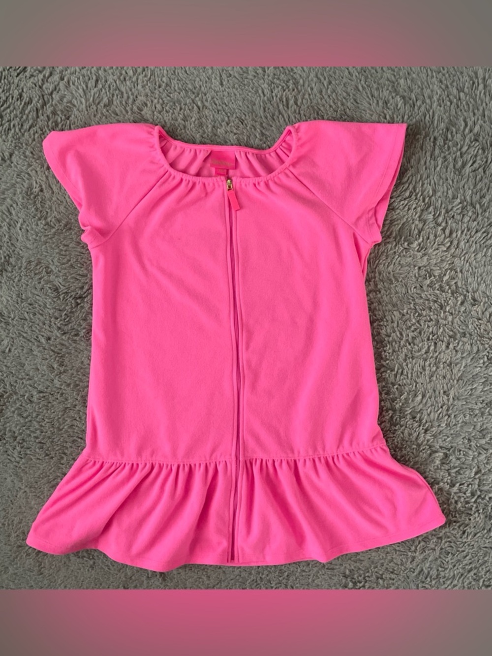 Lilly Pulitzer Illiana Cover Up Girls Swim Beach Zip Bright Pink Size Large 8/10